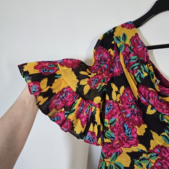 La Maison Talulah Barcelona Bloom Floral One Sleeve Mini Dress Silk Blen… - Picture 6 of 12